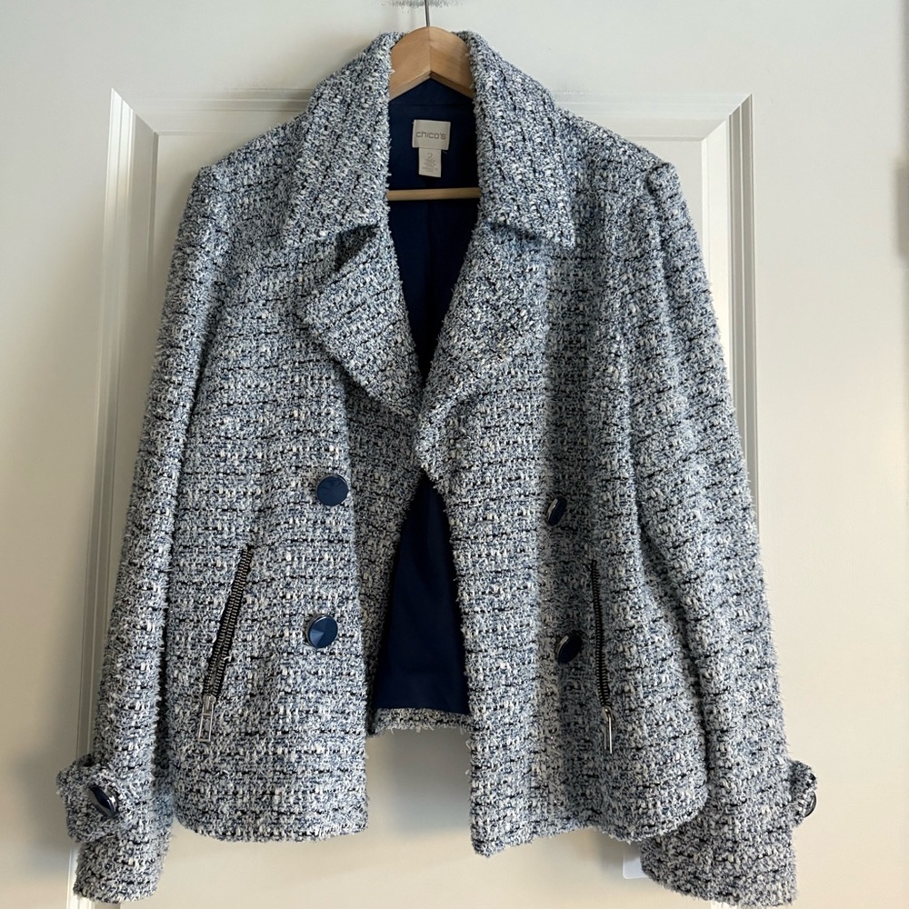 Chicos Women’s Open Front Tweed Jacket